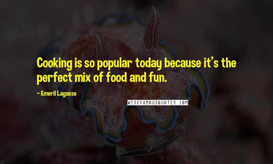 Emeril Lagasse Quotes: Cooking is so popular today because it's the perfect mix of food and fun.
