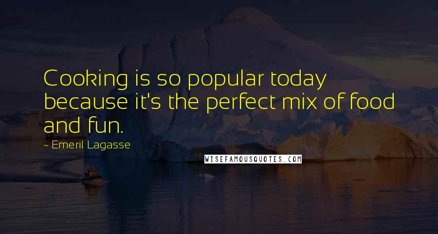 Emeril Lagasse Quotes: Cooking is so popular today because it's the perfect mix of food and fun.