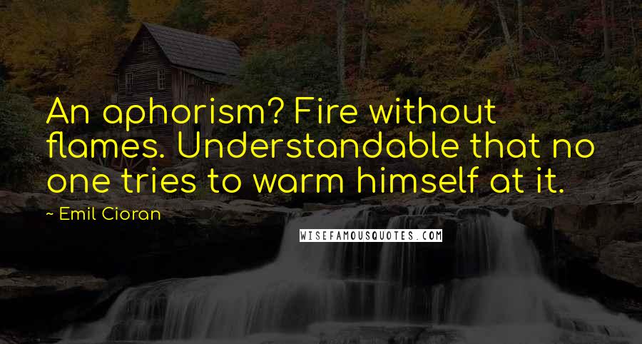 Emil Cioran Quotes: An aphorism? Fire without flames. Understandable that no one tries to warm himself at it.