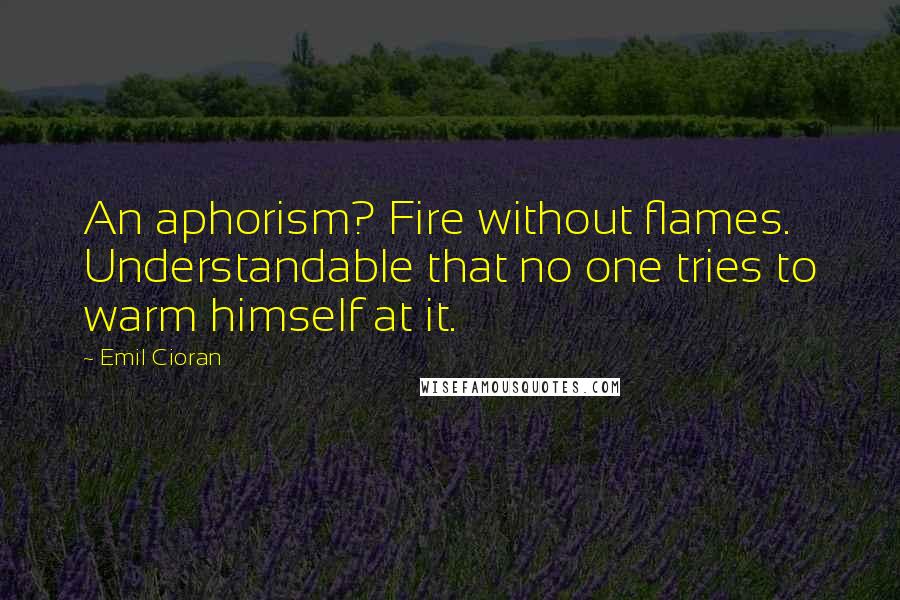 Emil Cioran Quotes: An aphorism? Fire without flames. Understandable that no one tries to warm himself at it.