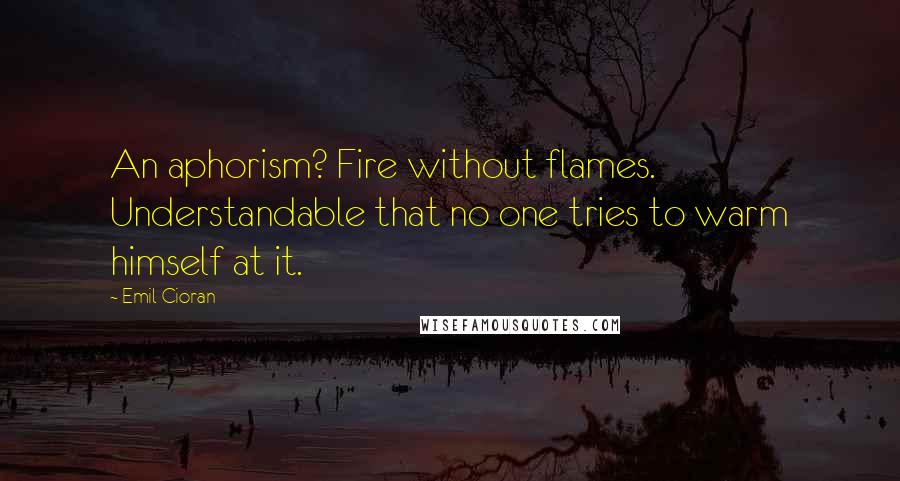 Emil Cioran Quotes: An aphorism? Fire without flames. Understandable that no one tries to warm himself at it.