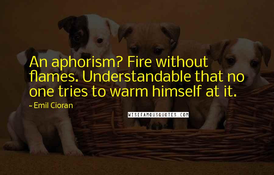 Emil Cioran Quotes: An aphorism? Fire without flames. Understandable that no one tries to warm himself at it.