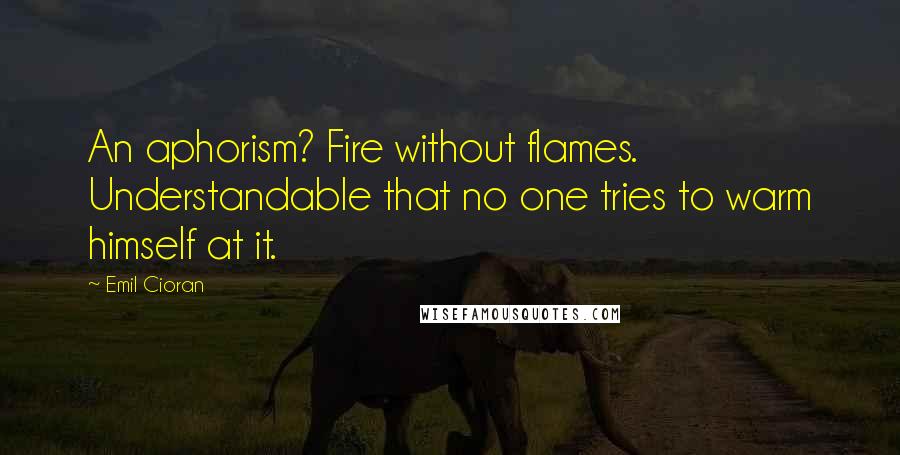 Emil Cioran Quotes: An aphorism? Fire without flames. Understandable that no one tries to warm himself at it.