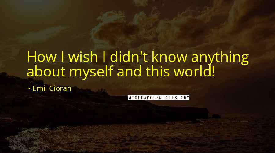 Emil Cioran Quotes: How I wish I didn't know anything about myself and this world!