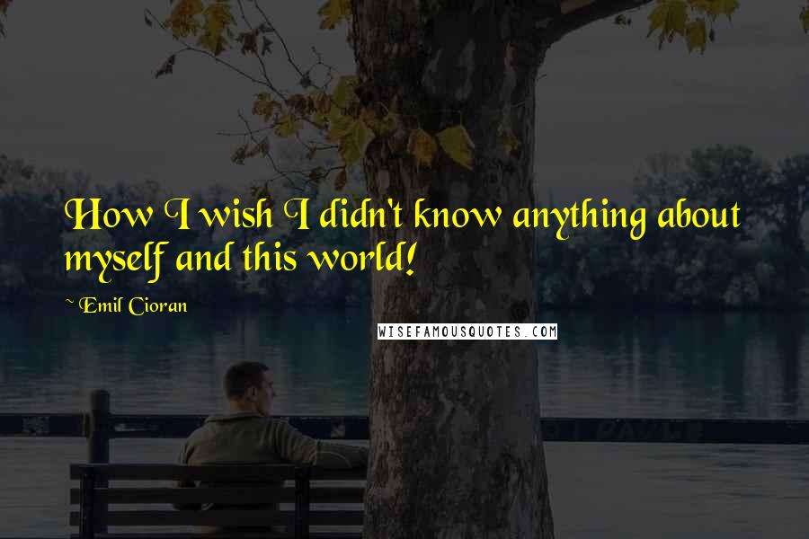 Emil Cioran Quotes: How I wish I didn't know anything about myself and this world!