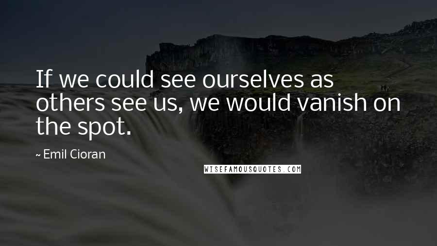 Emil Cioran Quotes: If we could see ourselves as others see us, we would vanish on the spot.