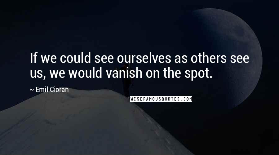 Emil Cioran Quotes: If we could see ourselves as others see us, we would vanish on the spot.