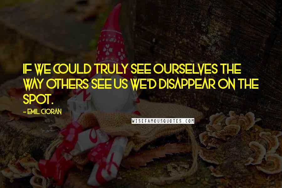 Emil Cioran Quotes: If we could truly see ourselves the way others see us we'd disappear on the spot.