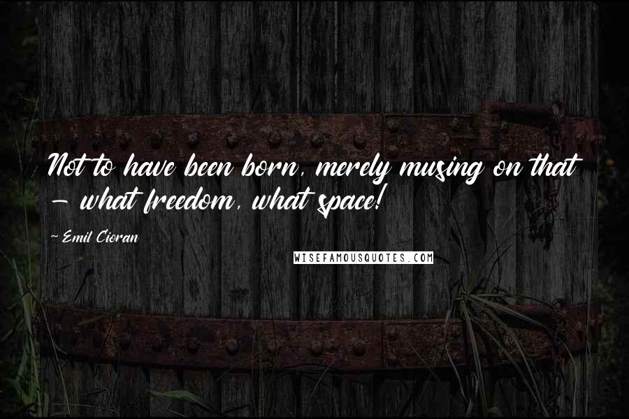 Emil Cioran Quotes: Not to have been born, merely musing on that - what freedom, what space!