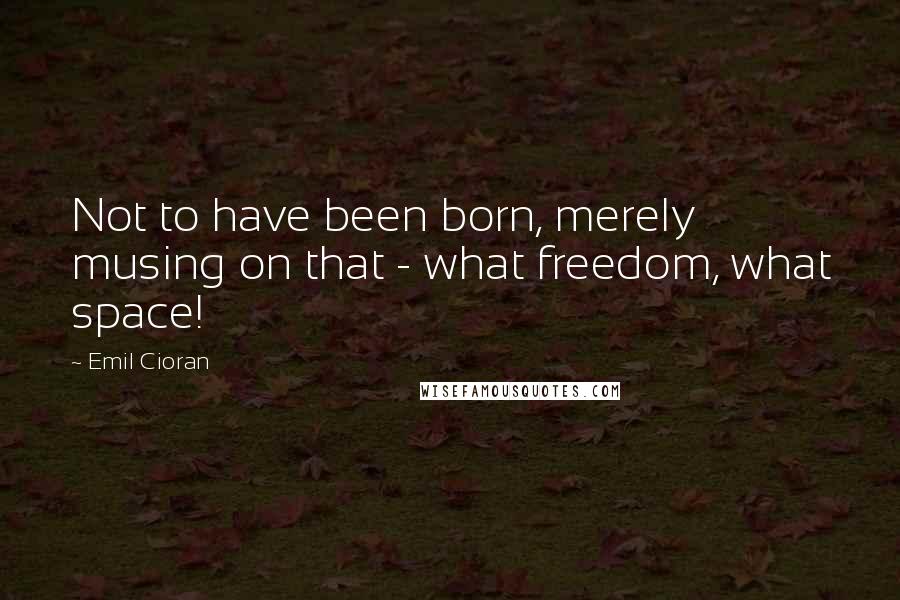 Emil Cioran Quotes: Not to have been born, merely musing on that - what freedom, what space!