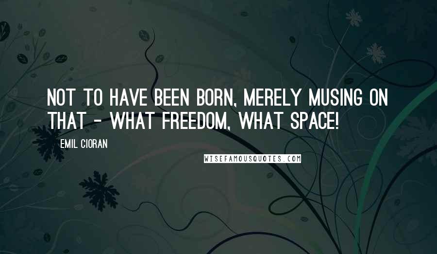 Emil Cioran Quotes: Not to have been born, merely musing on that - what freedom, what space!