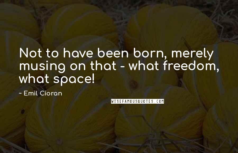 Emil Cioran Quotes: Not to have been born, merely musing on that - what freedom, what space!