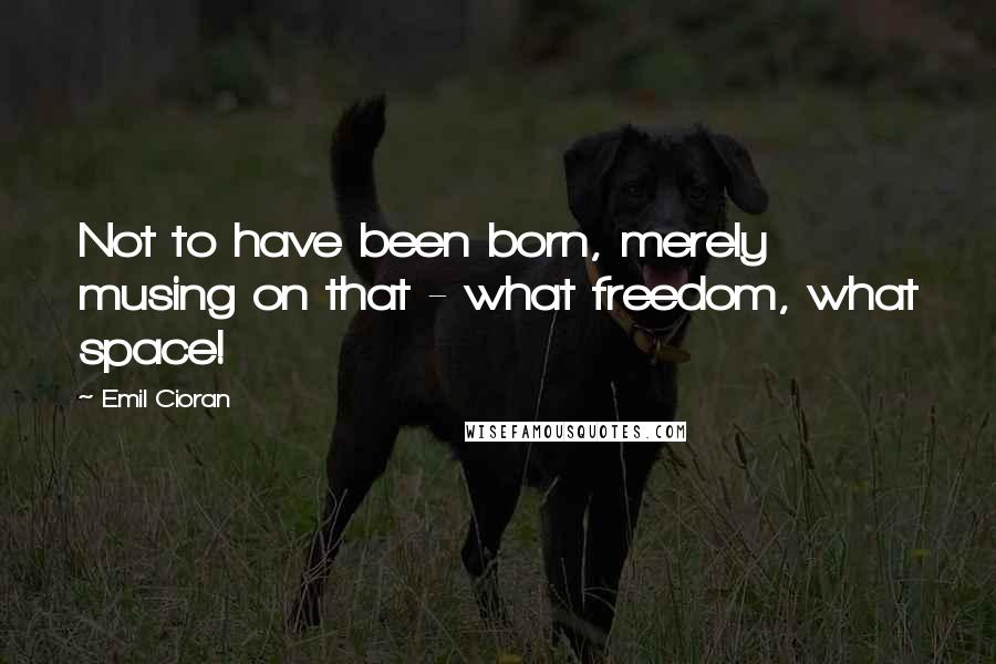 Emil Cioran Quotes: Not to have been born, merely musing on that - what freedom, what space!