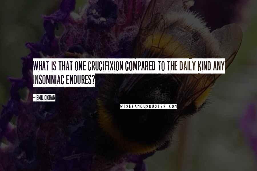 Emil Cioran Quotes: What is that one crucifixion compared to the daily kind any insomniac endures?