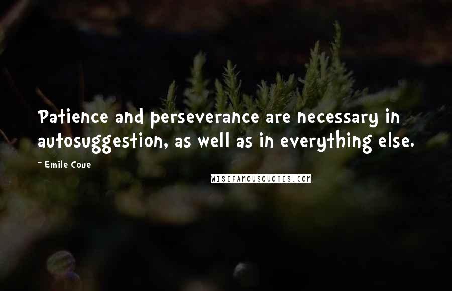 Emile Coue Quotes: Patience and perseverance are necessary in autosuggestion, as well as in everything else.