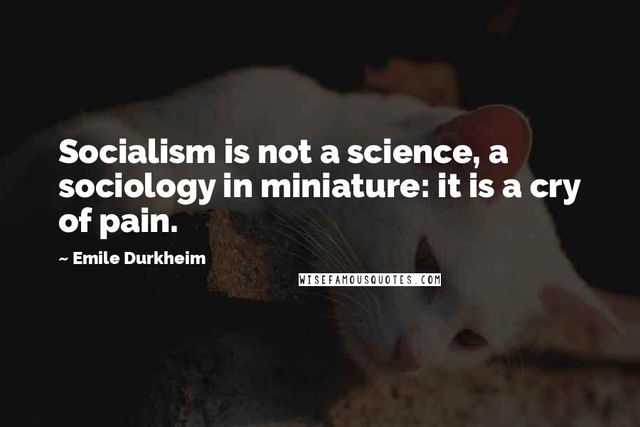 Emile Durkheim Quotes: Socialism is not a science, a sociology in miniature: it is a cry of pain.