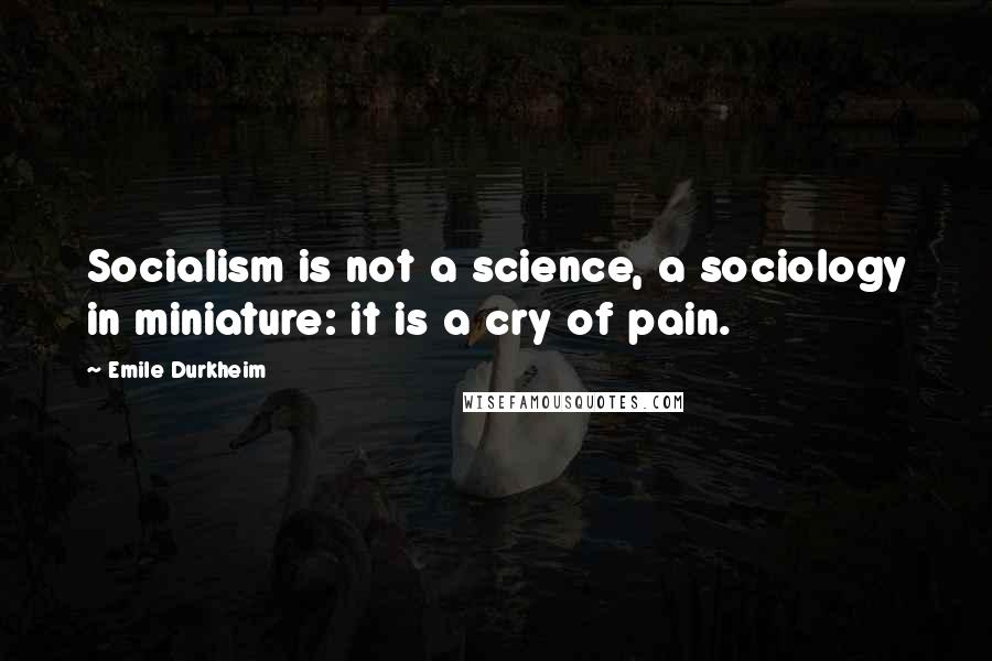 Emile Durkheim Quotes: Socialism is not a science, a sociology in miniature: it is a cry of pain.