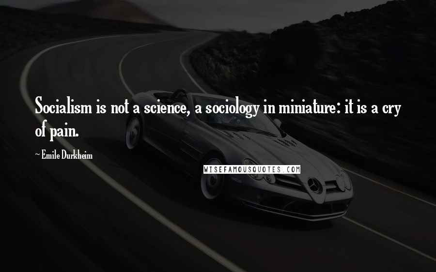 Emile Durkheim Quotes: Socialism is not a science, a sociology in miniature: it is a cry of pain.