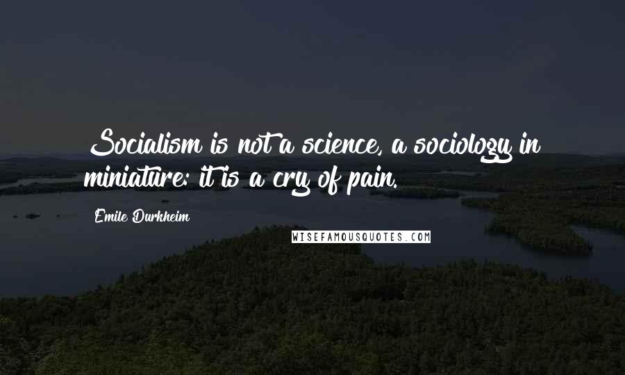 Emile Durkheim Quotes: Socialism is not a science, a sociology in miniature: it is a cry of pain.