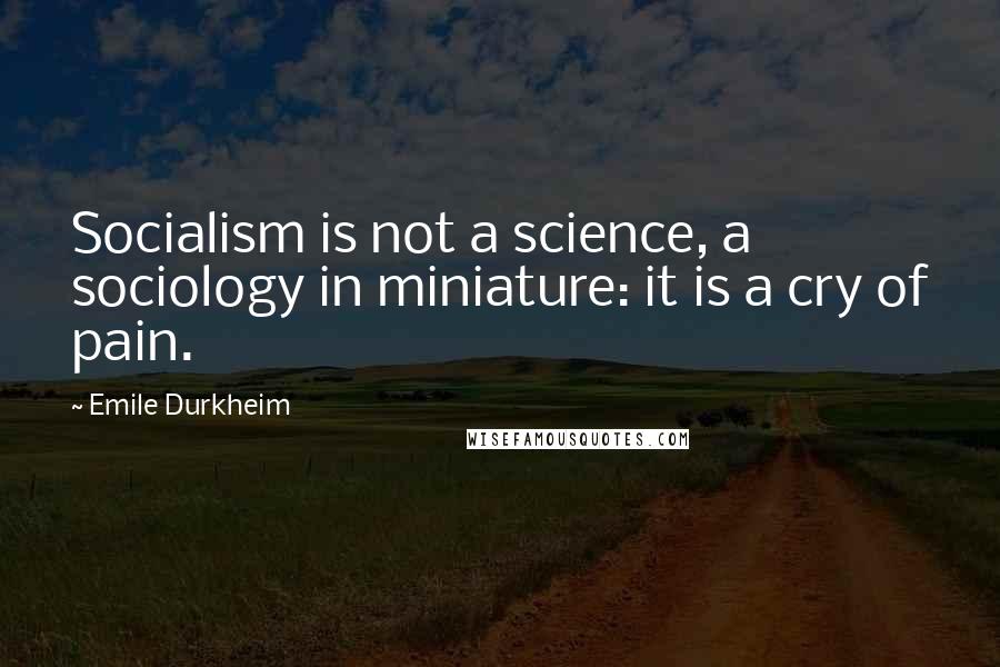 Emile Durkheim Quotes: Socialism is not a science, a sociology in miniature: it is a cry of pain.