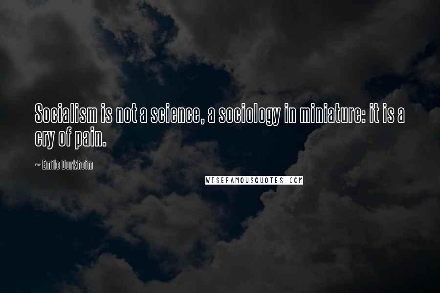 Emile Durkheim Quotes: Socialism is not a science, a sociology in miniature: it is a cry of pain.