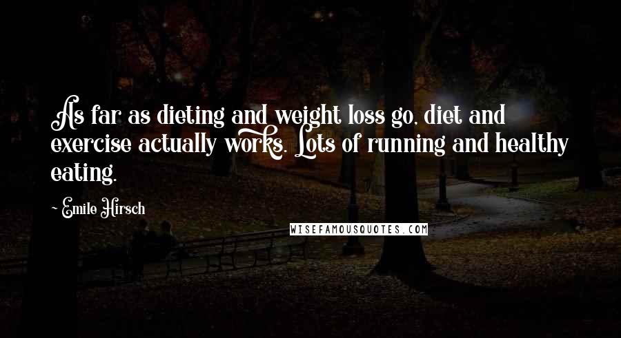 Emile Hirsch Quotes: As far as dieting and weight loss go, diet and exercise actually works. Lots of running and healthy eating.