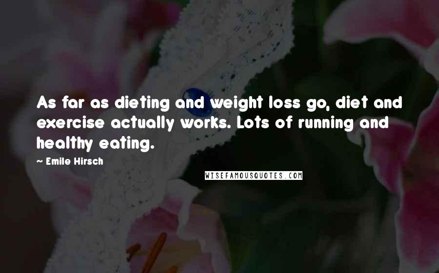 Emile Hirsch Quotes: As far as dieting and weight loss go, diet and exercise actually works. Lots of running and healthy eating.