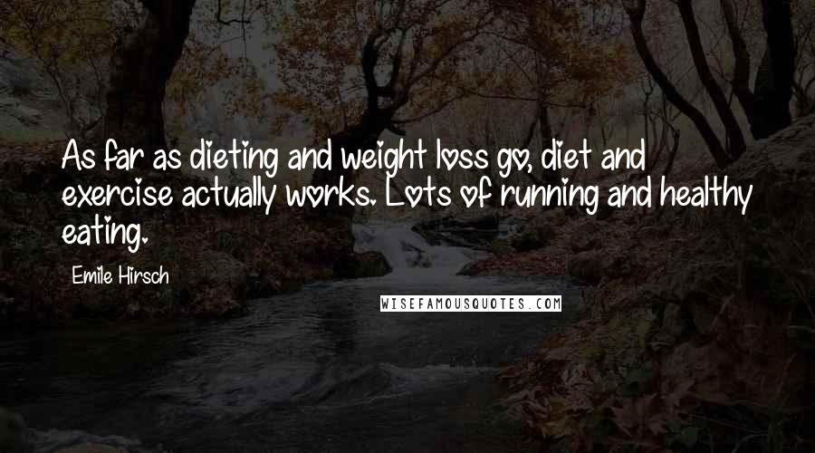 Emile Hirsch Quotes: As far as dieting and weight loss go, diet and exercise actually works. Lots of running and healthy eating.