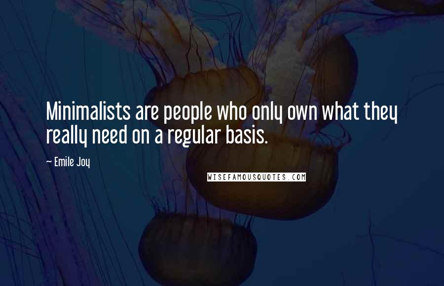 Emile Joy Quotes: Minimalists are people who only own what they really need on a regular basis.