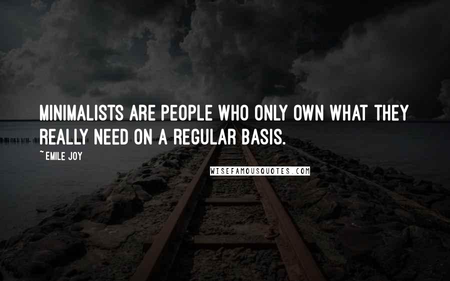 Emile Joy Quotes: Minimalists are people who only own what they really need on a regular basis.