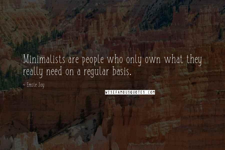 Emile Joy Quotes: Minimalists are people who only own what they really need on a regular basis.