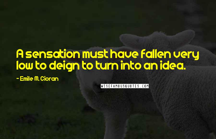 Emile M. Cioran Quotes: A sensation must have fallen very low to deign to turn into an idea.