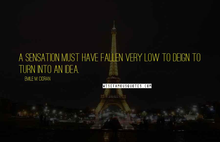 Emile M. Cioran Quotes: A sensation must have fallen very low to deign to turn into an idea.