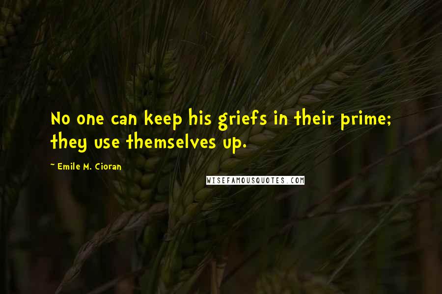 Emile M. Cioran Quotes: No one can keep his griefs in their prime; they use themselves up.