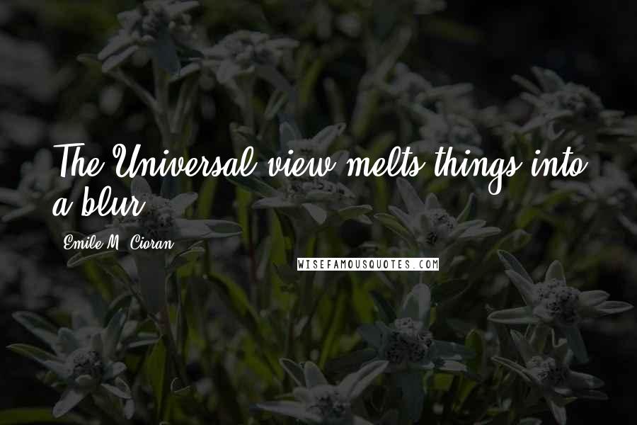 Emile M. Cioran Quotes: The Universal view melts things into a blur.