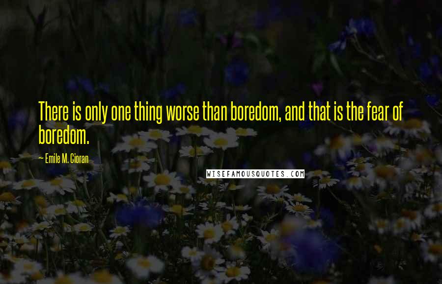 Emile M. Cioran Quotes: There is only one thing worse than boredom, and that is the fear of boredom.