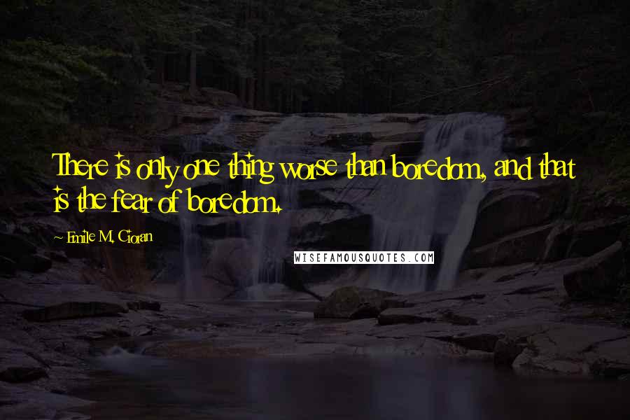 Emile M. Cioran Quotes: There is only one thing worse than boredom, and that is the fear of boredom.