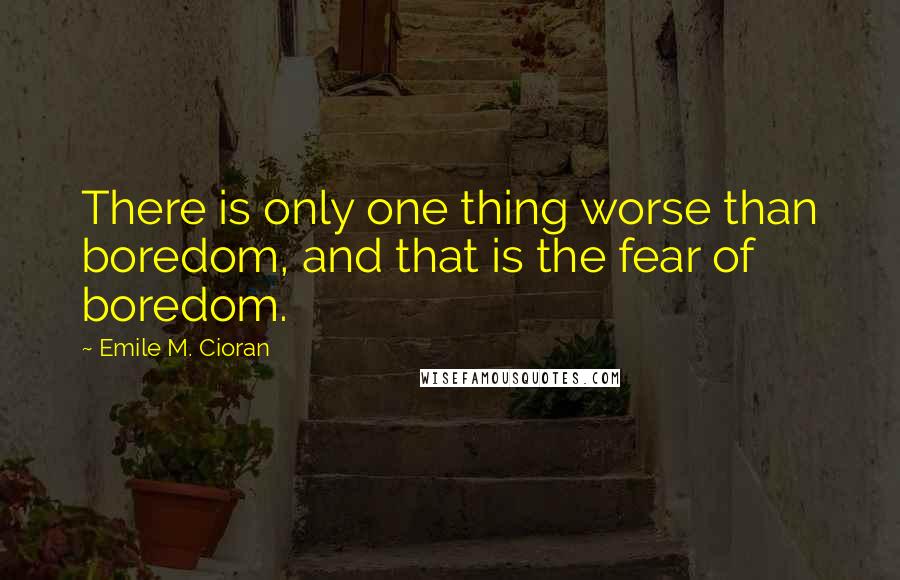 Emile M. Cioran Quotes: There is only one thing worse than boredom, and that is the fear of boredom.
