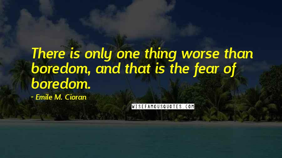 Emile M. Cioran Quotes: There is only one thing worse than boredom, and that is the fear of boredom.