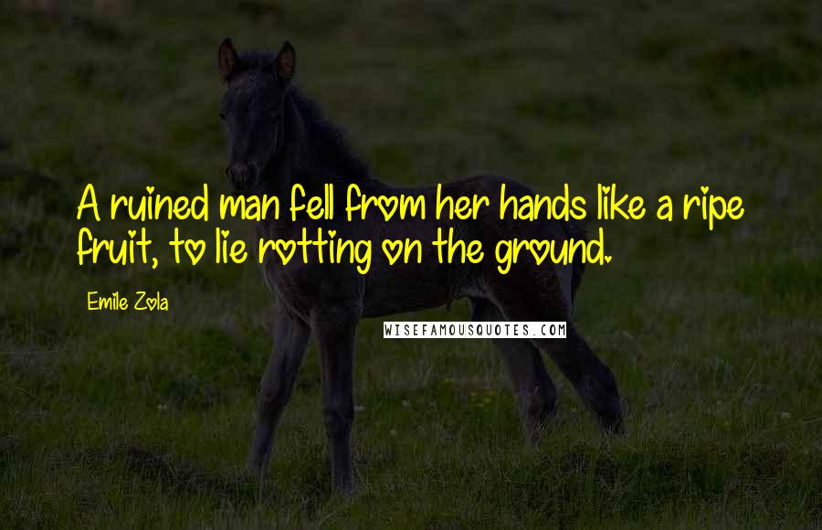 Emile Zola Quotes: A ruined man fell from her hands like a ripe fruit, to lie rotting on the ground.