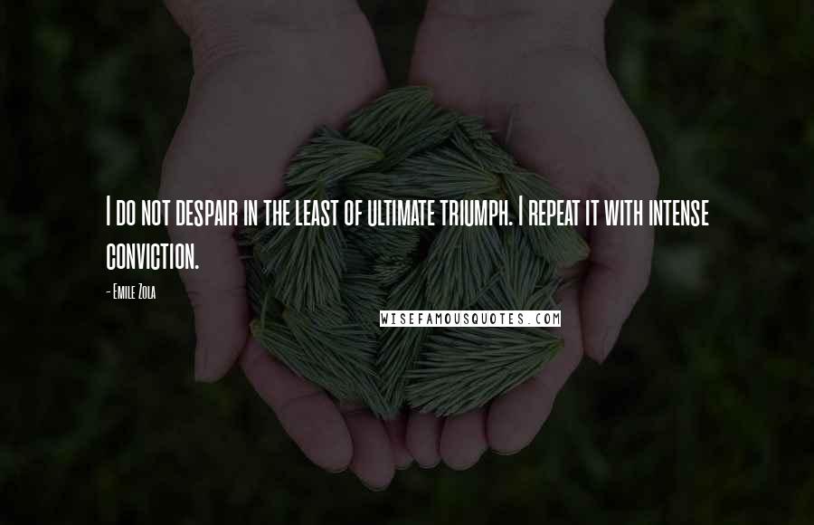 Emile Zola Quotes: I do not despair in the least of ultimate triumph. I repeat it with intense conviction.