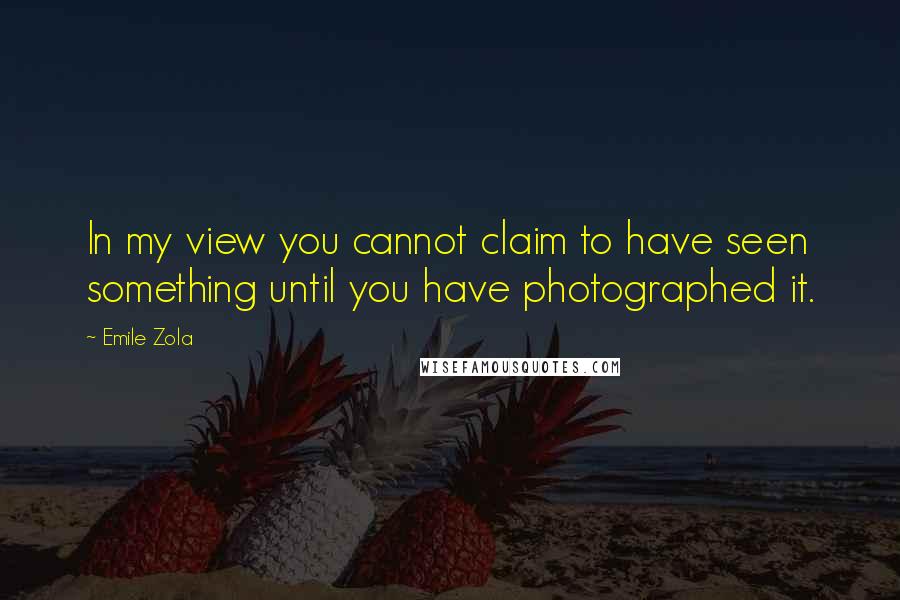 Emile Zola Quotes: In my view you cannot claim to have seen something until you have photographed it.