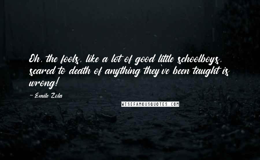 Emile Zola Quotes: Oh, the fools, like a lot of good little schoolboys, scared to death of anything they've been taught is wrong!