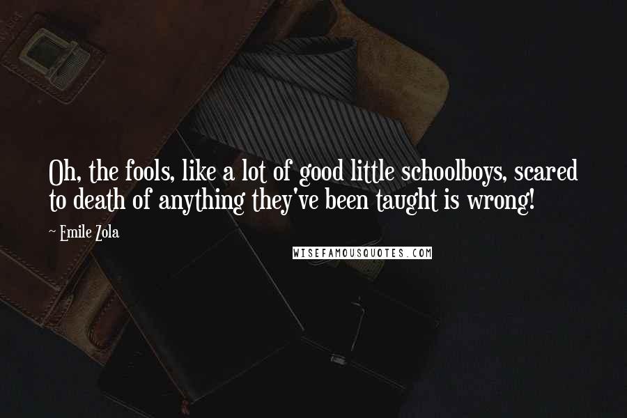 Emile Zola Quotes: Oh, the fools, like a lot of good little schoolboys, scared to death of anything they've been taught is wrong!