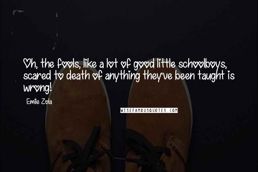 Emile Zola Quotes: Oh, the fools, like a lot of good little schoolboys, scared to death of anything they've been taught is wrong!