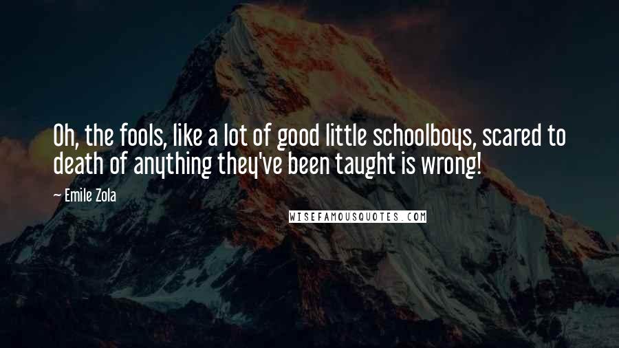 Emile Zola Quotes: Oh, the fools, like a lot of good little schoolboys, scared to death of anything they've been taught is wrong!