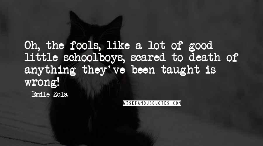 Emile Zola Quotes: Oh, the fools, like a lot of good little schoolboys, scared to death of anything they've been taught is wrong!