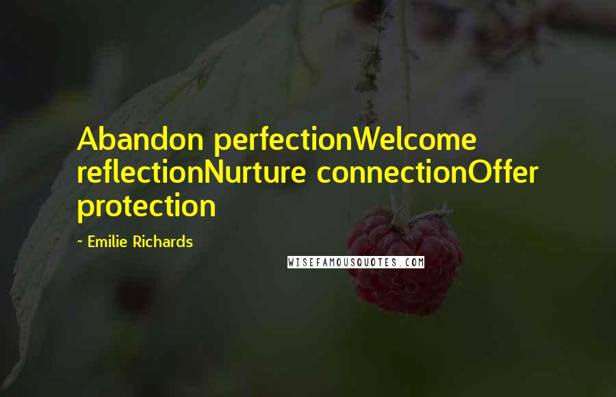 Emilie Richards Quotes: Abandon perfectionWelcome reflectionNurture connectionOffer protection