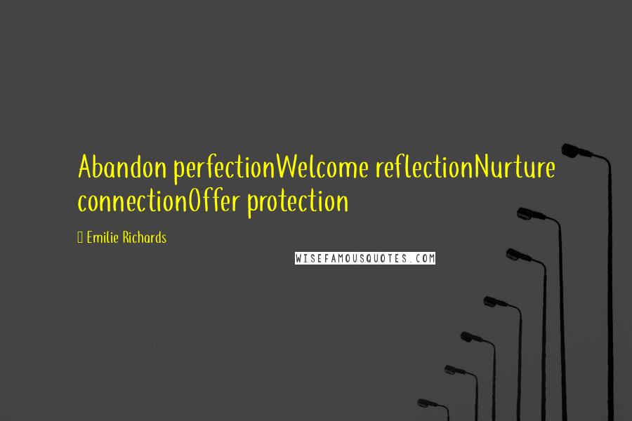 Emilie Richards Quotes: Abandon perfectionWelcome reflectionNurture connectionOffer protection