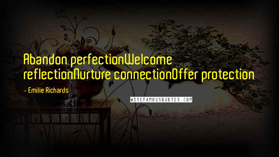 Emilie Richards Quotes: Abandon perfectionWelcome reflectionNurture connectionOffer protection